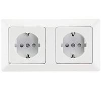 Milos - Double prise encastrée - 250 V - Avec protection de contact accrue - Connecteur à serrage - Blanc mat