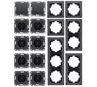 MILOS Kit d'interrupteurs de prise - 8 prises, 2 interrupteurs de borne I 10 composants encastrés avec 1 prise, 2 prises et 3 prises pour combinaison anthracite