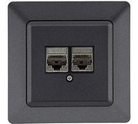 MILOS Netzwerkdose, 2x CAT6, anthrazit mit Rahmen
