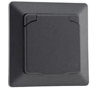 MILOS - Prise avec protection IP44 pour extérieur, avec couvercle de protection, 230 V, pour environnements humides, salles de bains, extérieurs, couleur anthracite