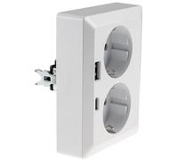 MILOS Prise de courant double prise 1 à 2 prises encastrées 250 V ~/16 A avec USB-A USB-C PD Blanc