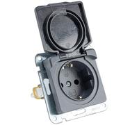 MILOS Prise encastrée avec clapet de protection 230 V Prise de contact de protection pour pièces humides salle de bain Convient pour cadre multiple Anthracite