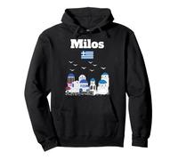Milos Voyage Grèce Souvenir Architecture Grecque Drapeau Grec Sweat à Capuche