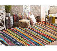 Milosc Fabriqué à la main, 100 % coton recyclé, tapis Chindi Rag multicolore, tapis de cuisine, couloir, tapis de sol
