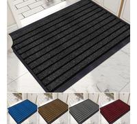 Milosc Paillasson antidérapant lavable et antidérapant pour intérieur et extérieur - Tapis d'entrée en caoutchouc - Grand tapis de cuisine et petit tapis d'entrée (noir, 40 x 60 cm), 33423