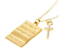 Milreason Collier chrétien pour femme avec pendentif verset de la Bible avec délicat collier en forme de croix en diamant pour femme Collier plaqué or 18 carats pour femme Bijoux religieux pour foi