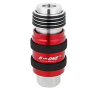 Milton Coupleur industriel universel 5 en 1 à connexion rapide, NPT femelle 6,35 mm, raccord de tuyau d'air, coupleur d'échappement de sécurité, simple, rouge (S-1750)