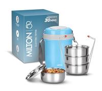 MILTON Electron Lot de 4 boîtes à muffins en acier inoxydable 360 ml/158 mm Bleu