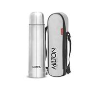 MILTON Flip Lid 500 Thermosteel Bouteille d'eau chaude et froide 24 heures avec sac, 1 pièce, 500 ml, Argent Anti-fuite Bouteille de bureau Bouteille de gym Accueil Cuisine Randonnée Randonnée Bouteille de voyage