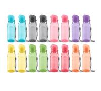 MILTON Lot de 16 bouteilles d'eau de sport carrées en plastique à large goulot réutilisable, anti-fuite, pour sacs d'école, boîtes à déjeuner, salle de sport, avec couvercle à rabat - 300 ml
