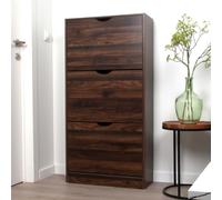 Milton & Oldbrook Armoire à Chaussures Prato - Meuble de Rangement Moderne pour 18 Paires, Design Compact en Bois Brun foncé