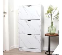 Milton & Oldbrook Armoire à Chaussures Prato - Meuble de Rangement Moderne pour 18 Paires, Design Compact en Bois Blanc Aspect marbre
