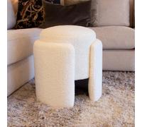 Milton & Oldbrook Bouclette Pouf Ø 35 cm Rimini Blanc