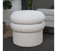 Milton & Oldbrook Bouclette Pouf Ø 40 cm Patos Blanc