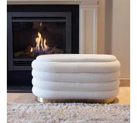 Milton & Oldbrook Bouclette Pouf + Boîte de Rangement Venice Blanc