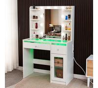 Milton & Oldbrook Coiffeuse avec Éclairage LED & RGB Voss Blanc