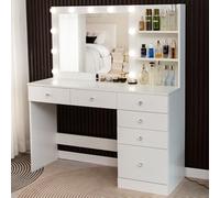 Milton & Oldbrook Coiffeuse avec Éclairage LED Vlore Blanc