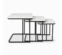 Milton & Oldbrook Set de Table d'Appoint Borba Look Marbre Blanc