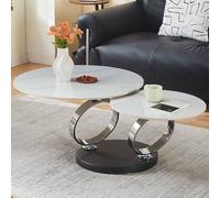 Milton & Oldbrook Table Basse Pivotante Liverno Effet Marbre Blanc