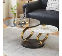 Milton & Oldbrook Table Basse Pivotante Liverno Effet Marbre Noir - Blanc