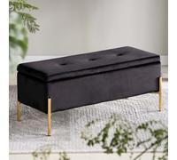 Milton & Oldbrook Velours Banc de Rangement Sintra Noir