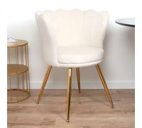 Milton & Oldbrook Velours Chaise de Salle à Manger Andria Blanc