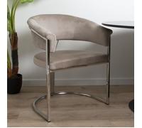 Milton & Oldbrook Velours Chaise de Salle à Manger Valletta Taupe - Argent