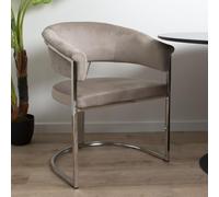 Milton & Oldbrook Velours Chaise de Salle à Manger Valletta Taupe - Argent