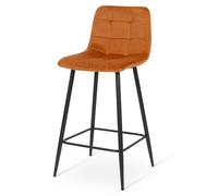 Milton & Oldbrook Velours Tabouret de Bar Bas Berlin Rouille