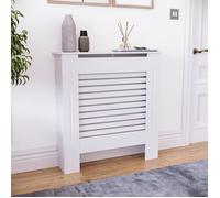 Milton Petit Cache-Radiateur à Lattes Modernes MDF Blanc, L 78 x P 19 x H 82 cm