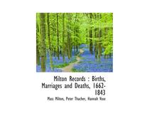 Milton Records : Births, Marriages And Deaths, 1662-1843