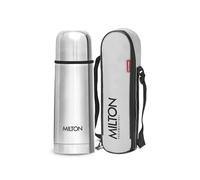 MILTON Thermosteel Flip Lid Flask 350, double paroi isolée sous vide 350 ml 12 onces Bouteille d'eau chaude et froide 24 heures avec couvercle, acier inoxydable 18/8, sans BPA, qualité alimentaire, étanche Argent
