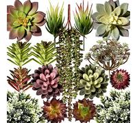 miltonson Plantes succulentes artificielles assorties - Lot de 16 - Plantes succulentes sans pot - Plantes succulentes texturées réalistes - Plantes artificielles pour décoration - Plante artificielle