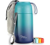 Milu Boîtes Alimentaires Isothermes 800 ml Boîte Isotherme Repas Chaud Porte-Aliments en Acier Inoxydable à Double Couche, Cuillère Pliante pour Ecole, Bureau (800ml/Vert Bleu)