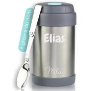 Milu Boîtes Porte Alimentaires Isotherme Set avec gravure - 300ml / 440ml - idée cadeau cadeau personnalisé cadeau d'anniversaire noël pour hommes femmes maman papa petite amie (Gravure, 440ml)