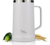 Milu chope de bière acier inoxydable | Verre à bière blanche isolant reste fraîche | Tasse à boire avec couvercle amovible | cadeau pour hommes (700ml, Blanc)