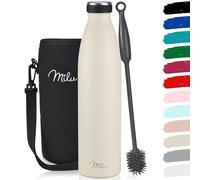 Milu Gourde en acier inoxydable 350 ml 500 ml, 750 ml, 1000 ml, 1,5 l - Bouteille isotherme, bouteille d'eau isolée, double paroi anti-fuite, convient aux acides carboniques (Crème au beurre, 1L)