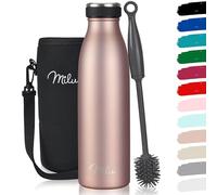 Milu Gourde en acier inoxydable 350 ml 500 ml, 750 ml, 1000 ml, 1,5 l - Bouteille isotherme, bouteille d'eau isolée, double paroi anti-fuite, convient aux acides carboniques (Or rose, 500ml)