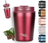 Milu Mug Isotherme 300ml - Thermo Café étanche en acier inoxydable, Tasse thermique sans BPA, 100% anti-fuite(Berry, 300ml)