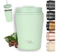 Milu Mug Isotherme 300ml - Thermo Café étanche en acier inoxydable, Tasse thermique sans BPA, 100% anti-fuite(Lily green, 300ml)