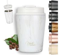 Milu Mug Isotherme 300ml - Thermo Café étanche en acier inoxydable, Tasse thermique sans BPA, 100% anti-fuite (Pink-Marble, 300ml)