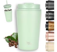 Milu Mug Isotherme 400ml - Thermo Café étanche en acier inoxydable, Tasse thermique sans BPA, 100% anti-fuite(Lily green, 400ml)