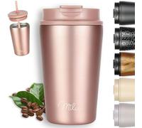 Milu Mug Isotherme 400ml - Thermo Café étanche en acier inoxydable, Tasse thermique sans BPA, 100% anti-fuite(Rose Gold, 400ml)