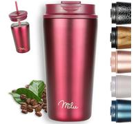 Milu Mug Isotherme 500ml - Thermo Café étanche en acier inoxydable, Tasse thermique sans BPA, 100% anti-fuite(Berry, 500ml)