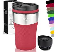 Milu Mug Isotherme Etanche 210mL I Thermo Café-Thé I Tasse isolée pour café et thé à emporter, Double Paroi Isolée sous Vide, Acier Inoxydable I Tasse de Voyage Chaud & Froid - Rouge