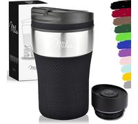 Milu Mug Isotherme Etanche 210mL I Thermo Café-Thé I Tasse isolée pour café et thé à emporter, Double Paroi Isolée sous Vide, Acier Inoxydable I Tasse de Voyage Chaud & Froid - Noir