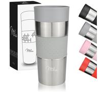 Milu Mug Isotherme Etanche 350mL I Thermos Café-Thé I Tasse isolée pour café et thé à emporter, Double Paroi Isolée sous Vide, Acier Inoxydable I Tasse de Voyage Chaud & Froid - (Gris, 350ml)