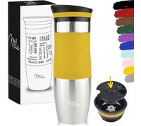 Milu Mug Isotherme Etanche 370ml 450ml Thermo Café-Thé I Tasse isolée pour café et thé à emporter, Double Paroi Isolée sous Vide, Acier Inoxydable I Tasse de voyage Chaud & froid (Mangue, 450ml)