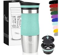 Milu Mug Isotherme Etanche 370ml I Thermo Café-Thé I Tasse isolée pour café et thé à emporter, Double Paroi Isolée sous Vide, Acier Inoxydable I Tasse de voyage Chaud & froid (370ml, Turquoise)