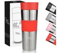 Milu Mug Isotherme Etanche 450ml I Thermos Café-Thé I Tasse isolée pour café et thé à emporter, Double Paroi Isolée sous Vide, Acier Inoxydable I Tasse de Voyage Chaud & Froid (Rouge, 450ml)